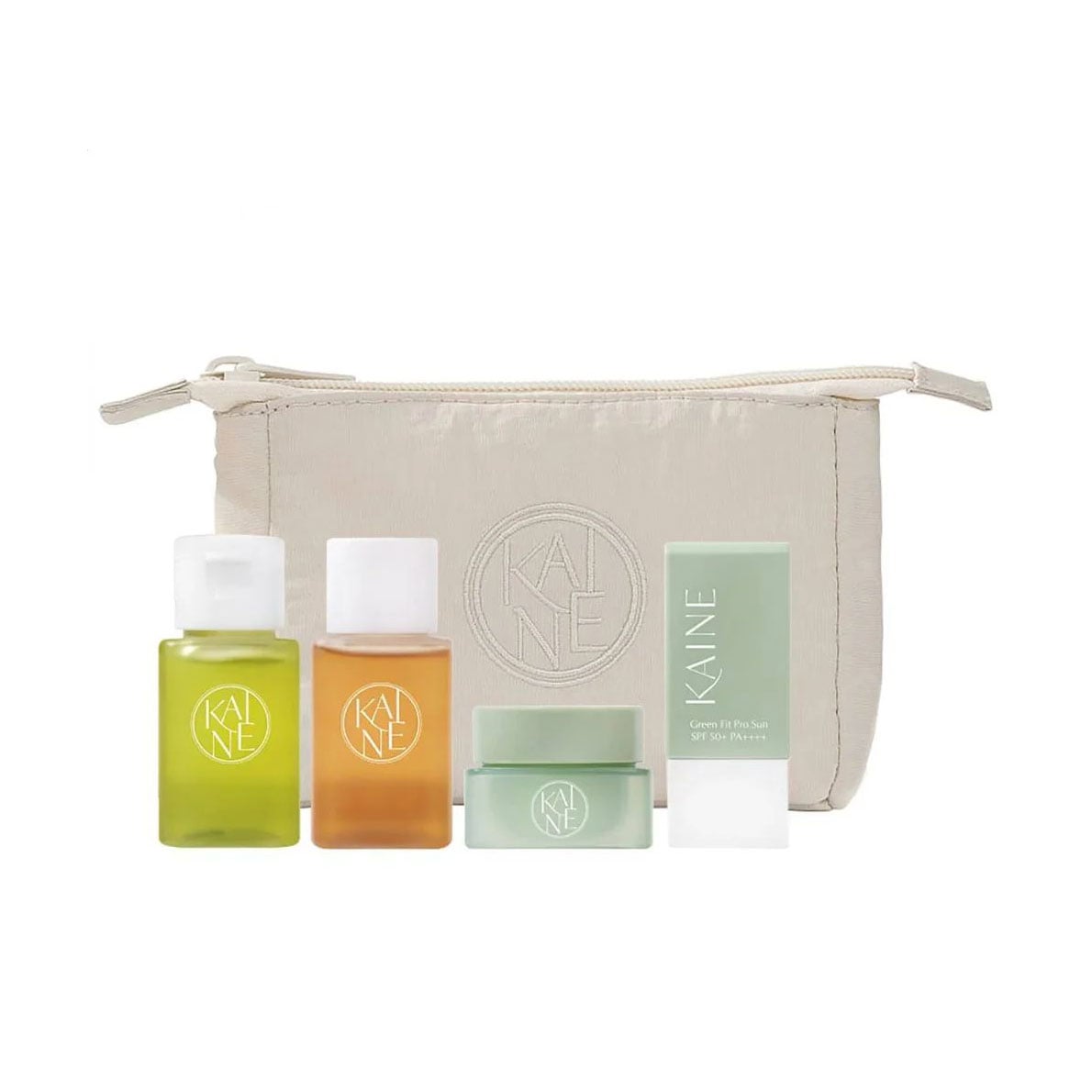 Уцінка! Дорожній набір мініатюр Kaine Travel Kit (гель, 30 мл + тонік, 30 мл + крем, 10 мл + сонцезахисний крем, 10 мл + мішечок, 1 шт)